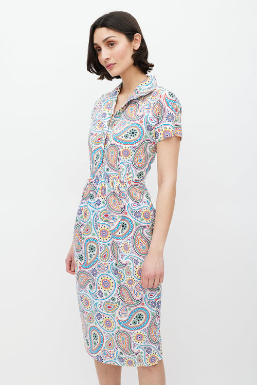 Jil Sander SS 2012 White 
Multicolour Paisley Dress