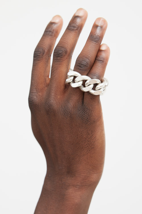 Jil Sander Silver Groumette Cuban Link Ring