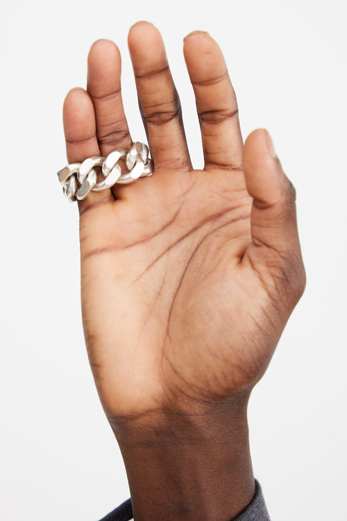 Jil Sander Silver Groumette Cuban Link Ring