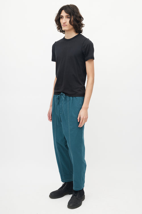 Jil Sander Teal Contrast Stitch Trouser