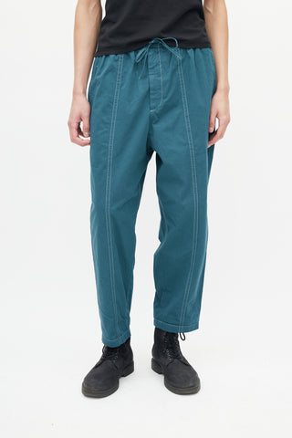 Jil Sander Teal Contrast Stitch Trouser