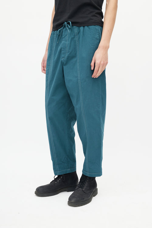 Jil Sander Teal Contrast Stitch Trouser