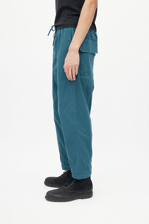 Jil Sander Teal Contrast Stitch Trouser