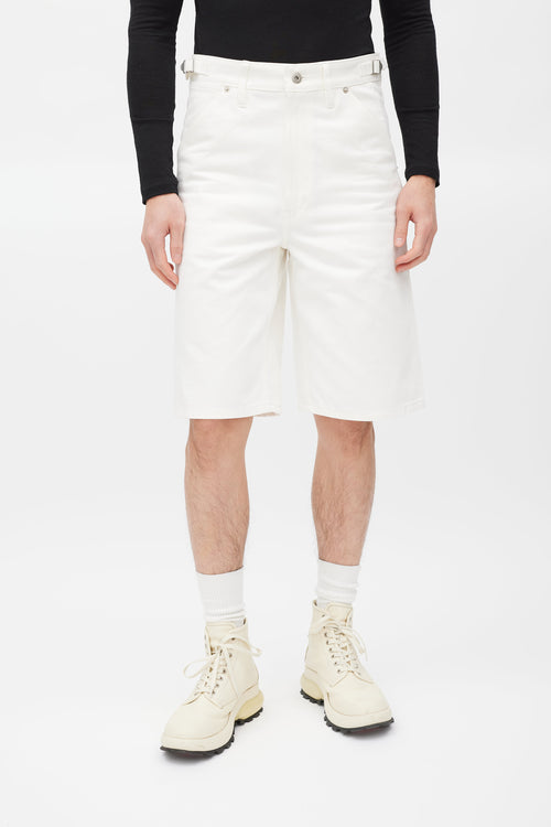 Jil Sander White Belted Denim Short