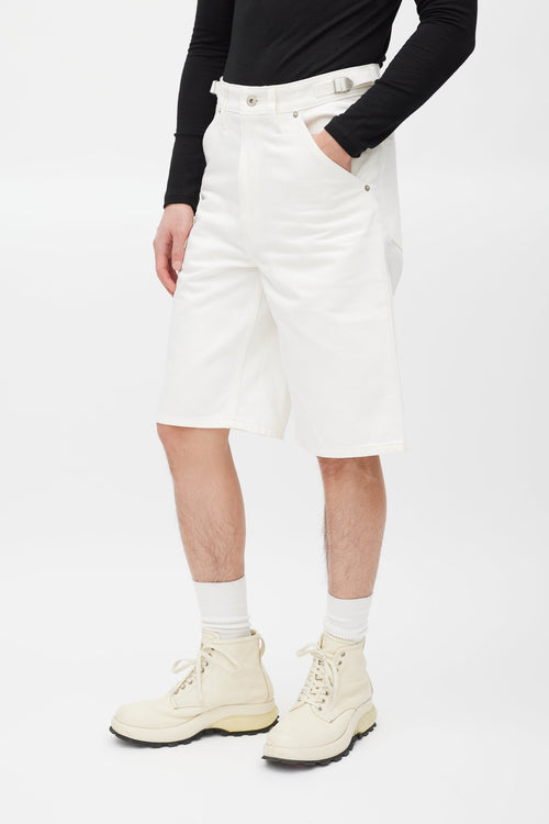 Jil Sander White Belted Denim Short