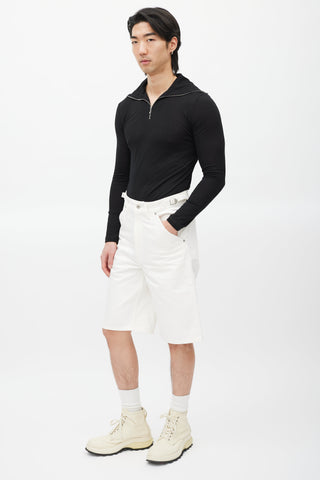 Jil Sander White Belted Denim Short