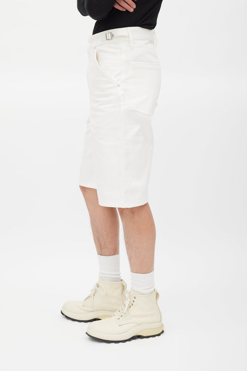 Jil Sander White Belted Denim Short