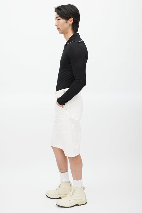 Jil Sander White Belted Denim Short