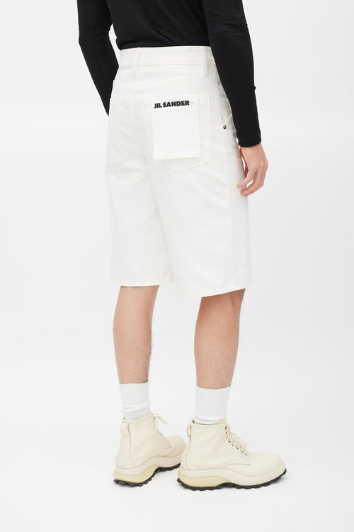 Jil Sander White Belted Denim Short