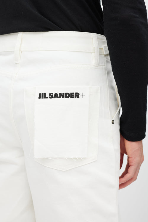 Jil Sander White Belted Denim Short