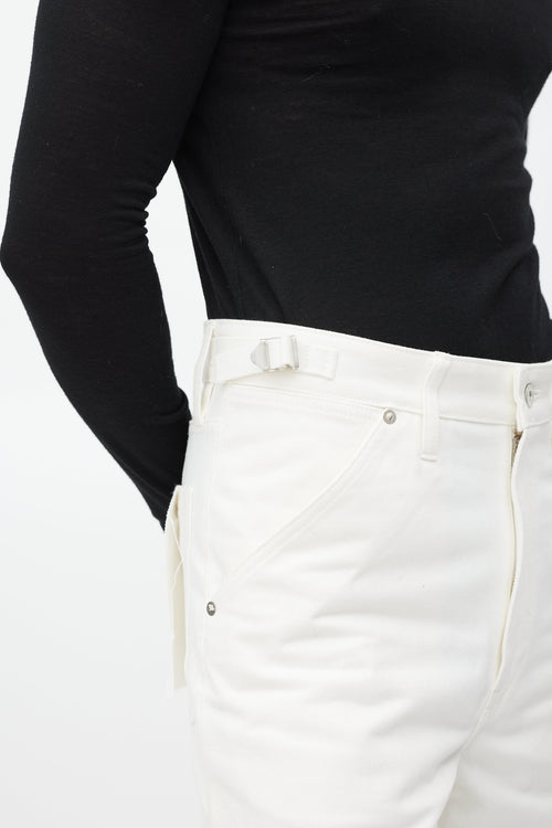 Jil Sander White Belted Denim Short