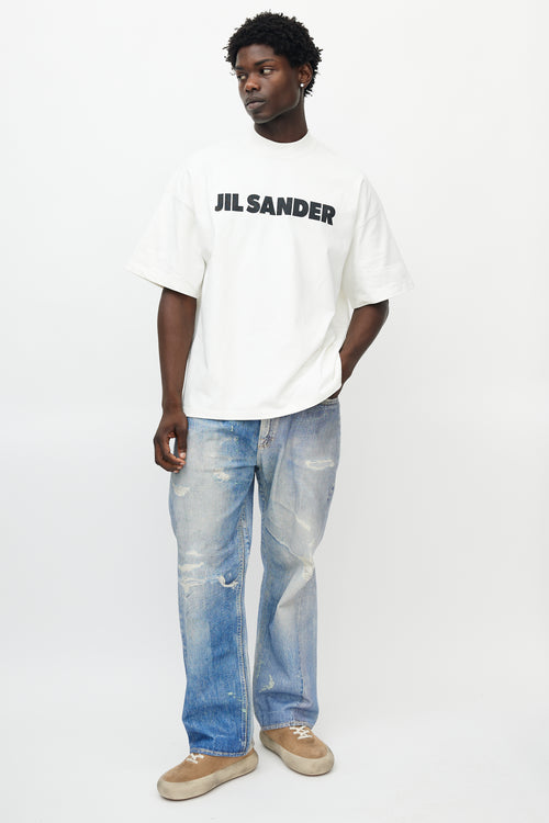 Jil Sander White 
Black Logo T-Shirt