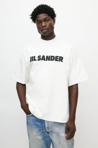 Jil Sander White 
Black Logo T-Shirt