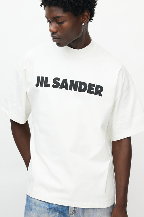 Jil Sander White 
Black Logo T-Shirt