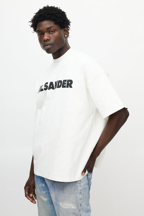 Jil Sander White 
Black Logo T-Shirt