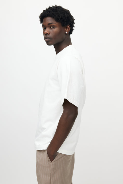 Jil Sander White Cotton Crochet Patch T-shirt