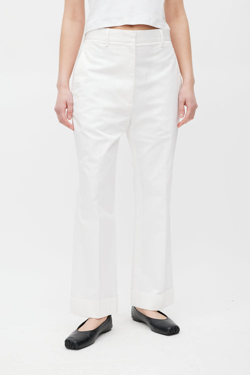 Jil Sander White Cuffed Trouser