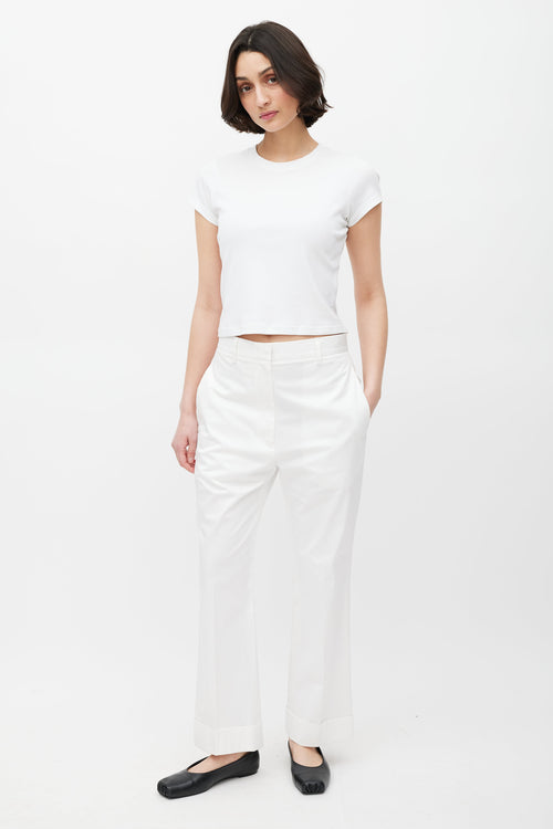 Jil Sander White Cuffed Trouser