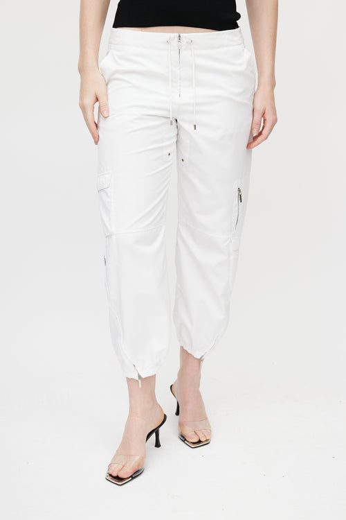 Jil Sander White Nylon Cargo Pant