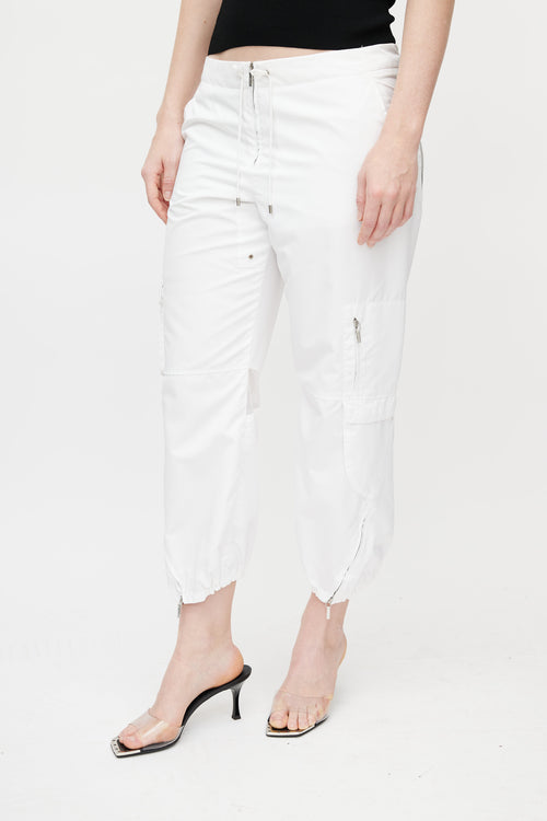 Jil Sander White Nylon Cargo Pant