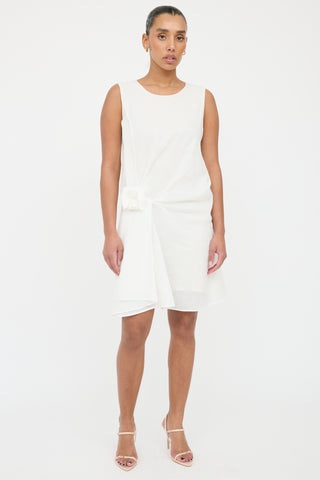 Jil Sander White Pleated Overlay Dress