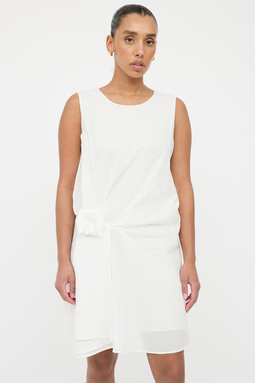 Jil Sander White Pleated Overlay Dress