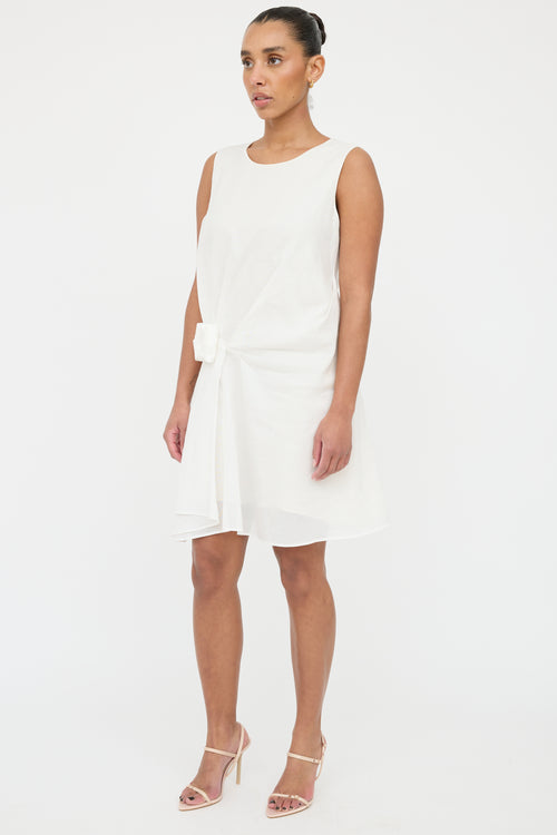 Jil Sander White Pleated Overlay Dress