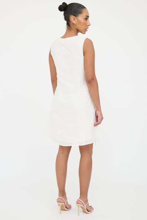 Jil Sander White Pleated Overlay Dress