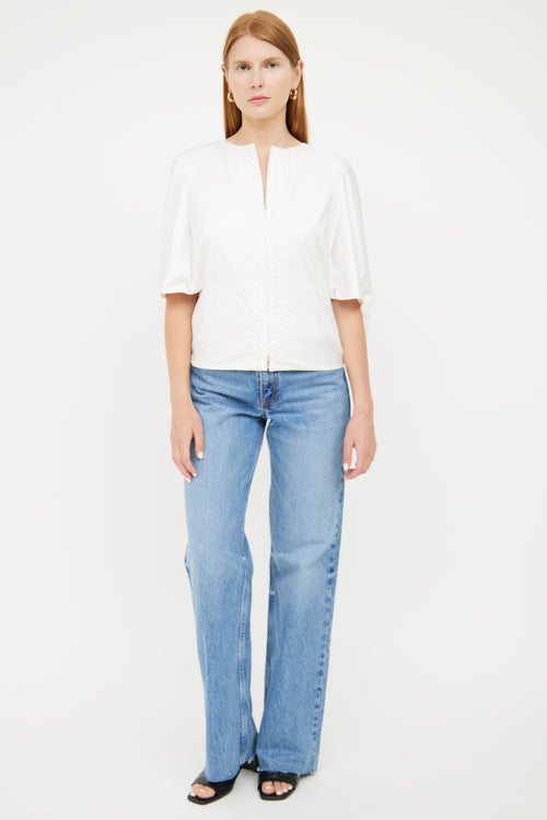 Jil Sander White Short Sleeve Zip Up Jacket