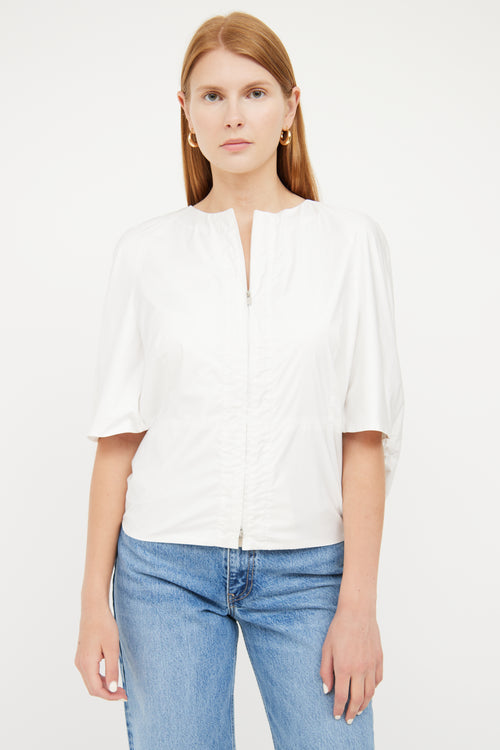 Jil Sander White Short Sleeve Zip Up Jacket