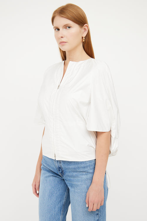 Jil Sander White Short Sleeve Zip Up Jacket