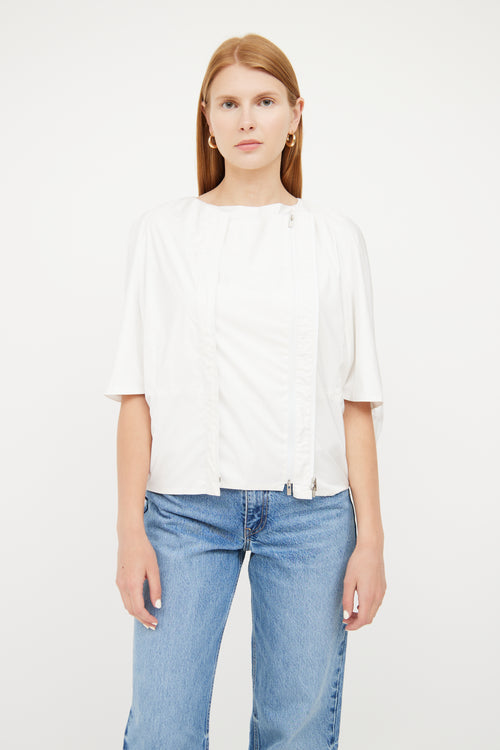 Jil Sander White Short Sleeve Zip Up Jacket