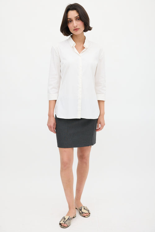 Jil Sander White Three Quarter Sleeve Shirt