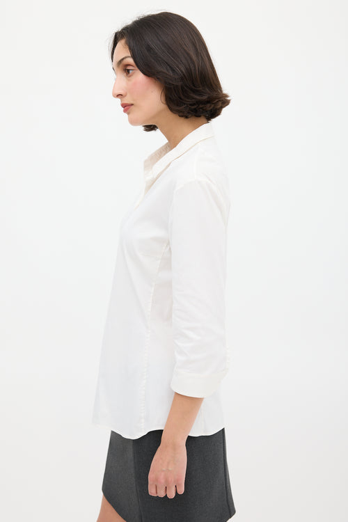 Jil Sander White Three Quarter Sleeve Shirt