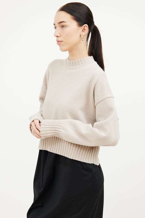 Jil Sander Beige Knit Cropped Sweater