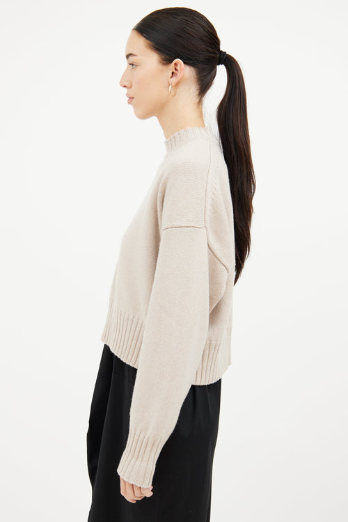 Jil Sander Beige Knit Cropped Sweater