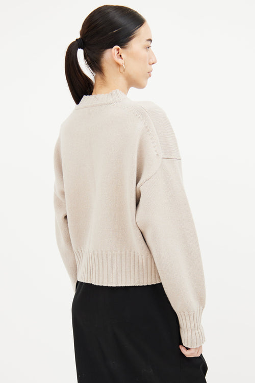 Jil Sander Beige Knit Cropped Sweater