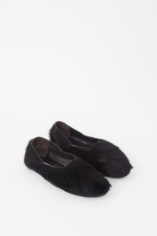 Jil Sander Black Textured Flat