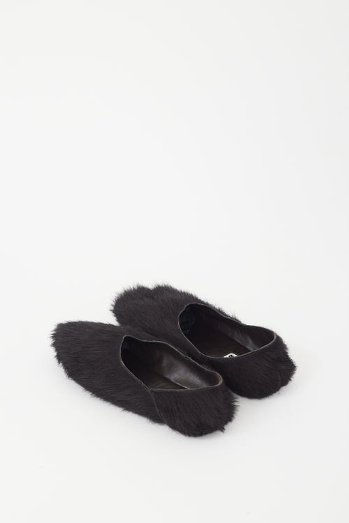 Jil Sander Black Textured Flat