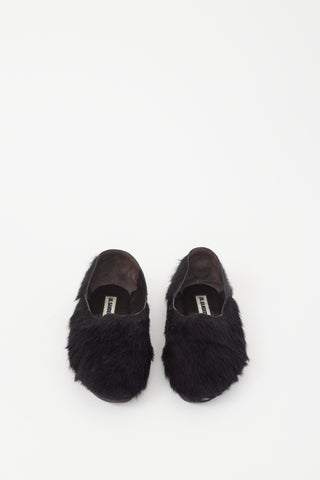 Jil Sander Black Textured Flat