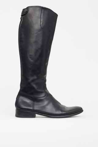 Jil Sander Black Leather Pointed Toe Riding Boot