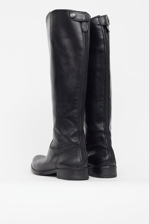 Jil Sander Black Leather Pointed Toe Riding Boot