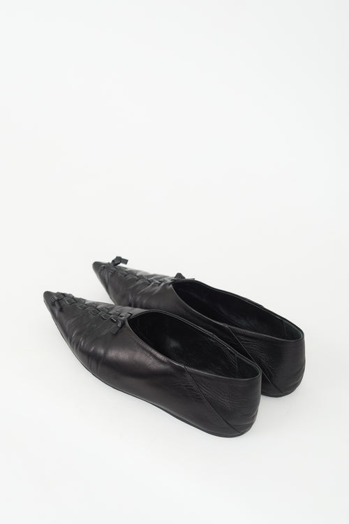 Jil Sander Black Leather Braided Point Ballet Flat