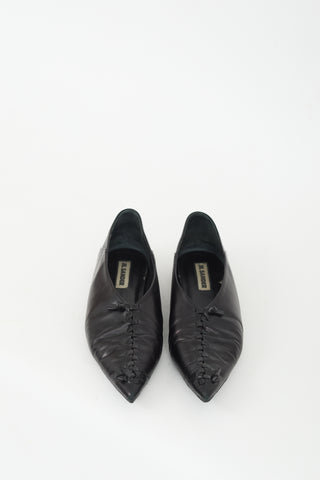 Jil Sander Black Leather Braided Point Ballet Flat