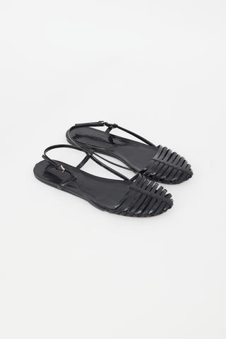 Jil Sander Black Leather Caged Sandal