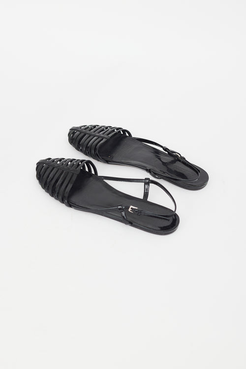 Jil Sander Black Leather Caged Sandal