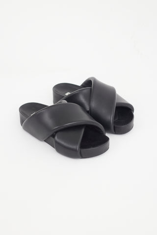 Jil Sander Black Chunky Leather Platform Slide