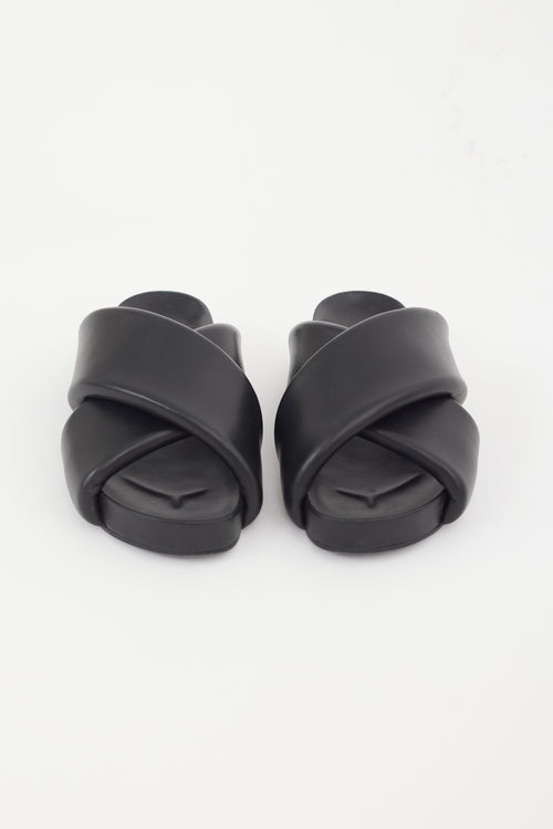 Jil Sander Black Chunky Leather Platform Slide