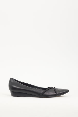 Jil Sander Black Leather Wedge Flat