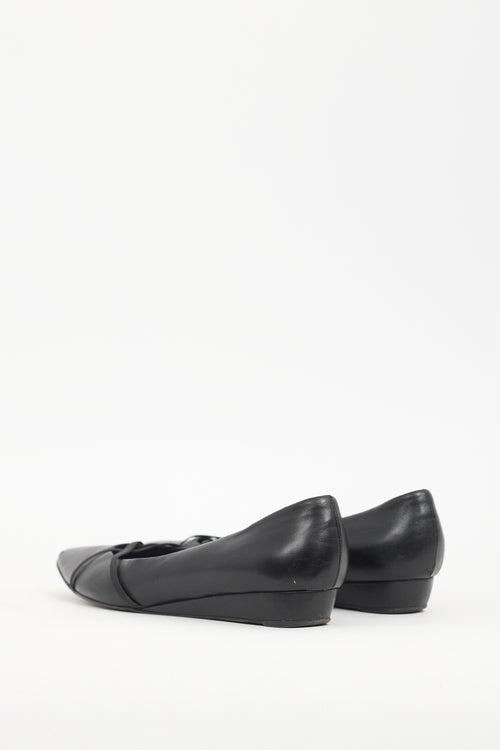 Jil Sander Black Leather Wedge Flat